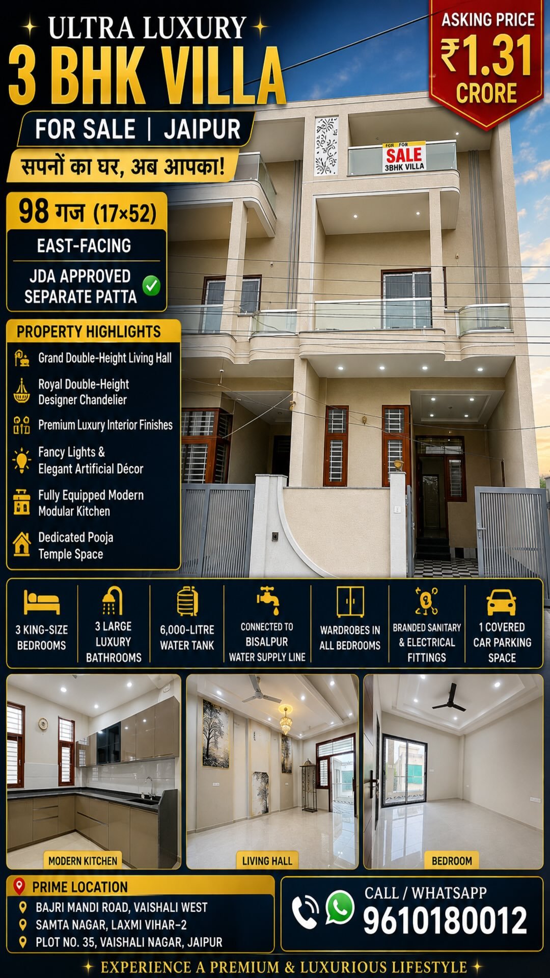98 Gaj 3 BHK Villa for Sale in Vaishali West, Jaipur - photo 3