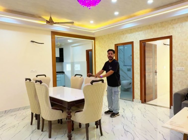 Dining area of 3 BHK flat Vaishali West Jaipur