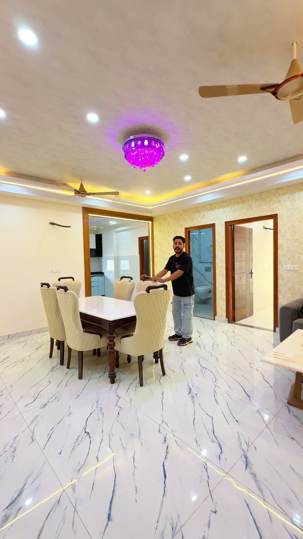 Dining area of 3 BHK flat Vaishali West Jaipur